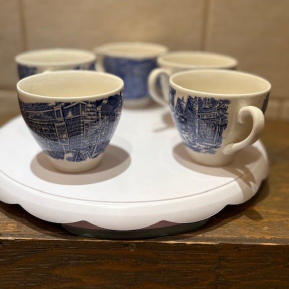 Dickens Series Teacups English Ironstone Tableware Blue Willow Vintage Set of 5 - Picture 4 of 7